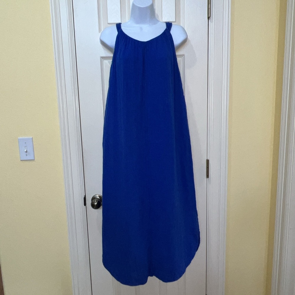 Old Navy Royal Blue Cotton Gauze Sleeveless Maxi Dress Sz XS Beach Boho Coastal